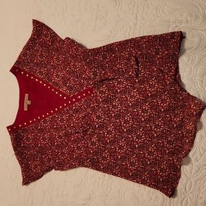 Red print gauze top